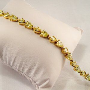NEW Lite Greenish Yellow Tear Drop Cubic Zirconias Gold DESIGNER Bracelet
